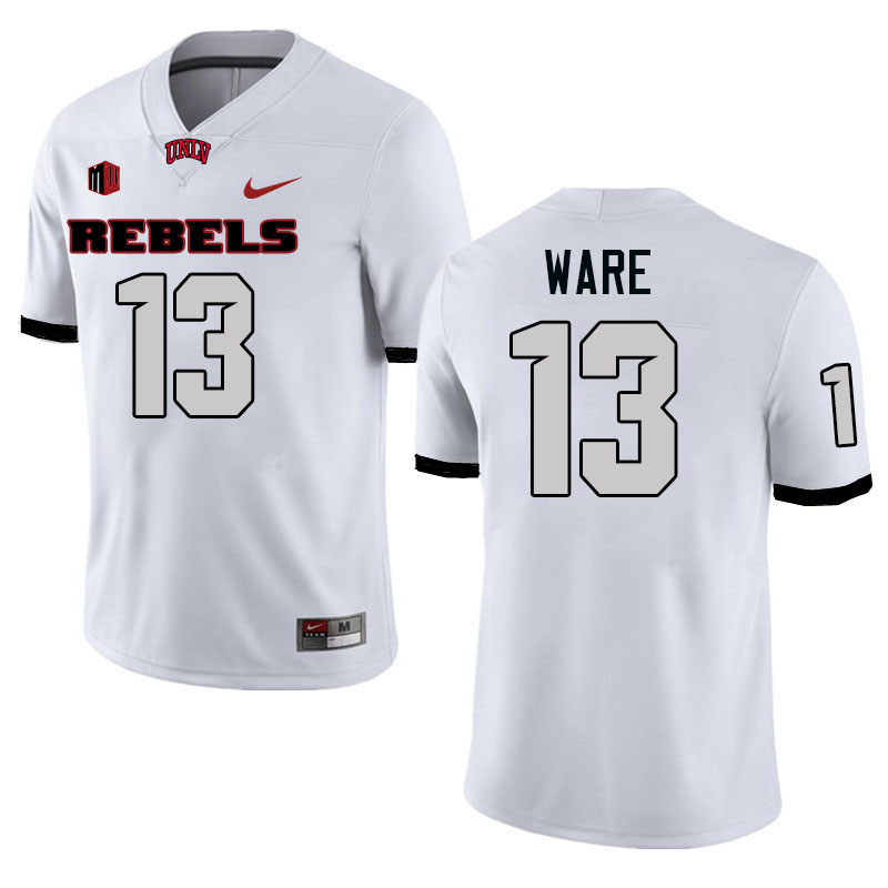 Men #13 Jarvis Ware UNLV Rebels College Football Jerseys Stitched-White